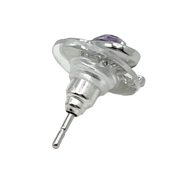 Earring Fashion Jewelry Heart Earrings in Silver and Purple - Picture 7 of 7